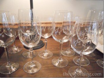 Personalize wine glasses with glass etching cream