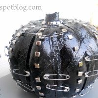 punk pumpkin, black, leather, studs, studded, safety pins, Halloween
