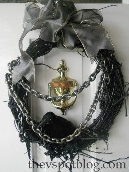My Halloween wreath….all it’s missing is a whip.
