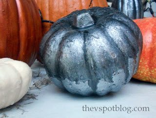 Make faux Mercury Glass pumpkins out of Dollar Store cheesiness.