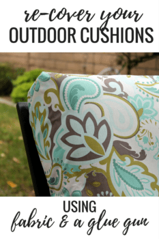 Re-cover your outdoor cushions using fabric and a glue gun - no-sew project