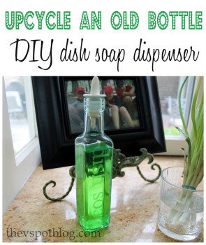 Upcycle an old bottle to make a dish soap dispenser.
