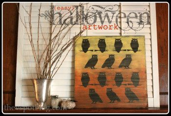 Ombre Owl Artwork (from Dollar Store Halloween decor)