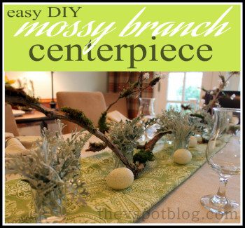An easy spring centerpiece: Mossy Branch with paper Buds