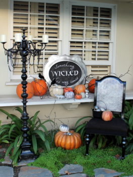 Black chair, Halloween porch decor, diy Halloween project ideas