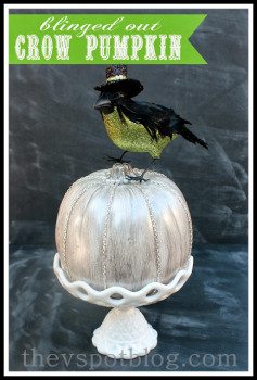 A blinged out Crow Pumpkin