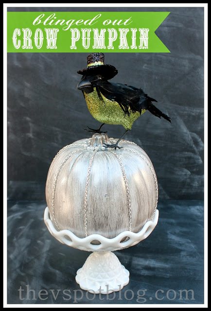 blinged out crow pumpkin
