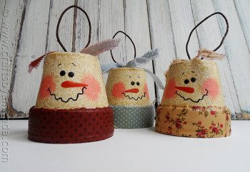 Snowman Ornaments Made from Flower Pots