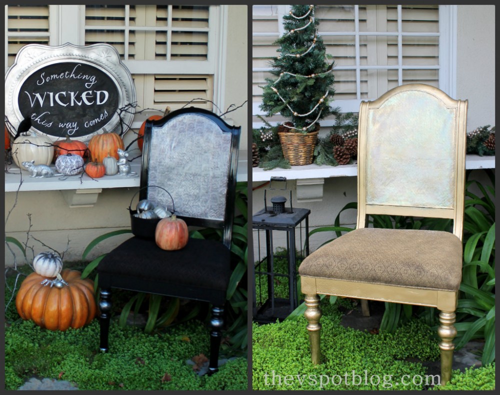 A Halloween chair gets a Christmas makeover
