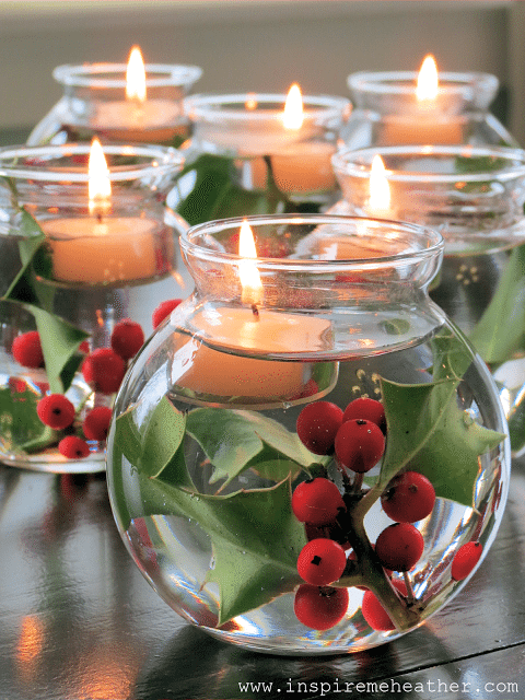 Holly-and-berry-Christmas-candles