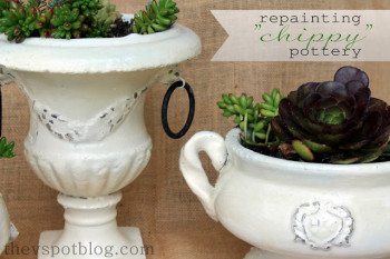 Using Vaseline and spray paint for a shabby chic flower pot make-over.