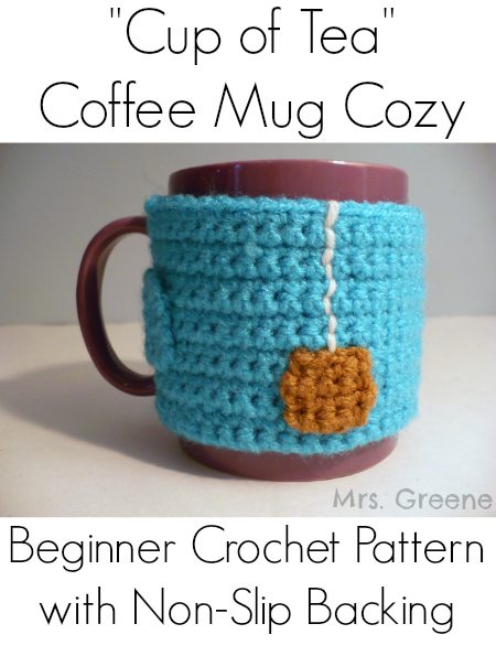 beginner crochet pattern for a cute coffee cozy.