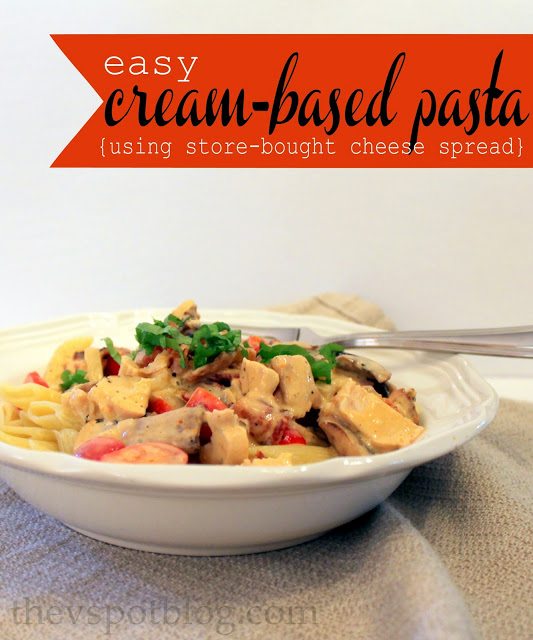 easy cream based pasta using store bought cheese spread