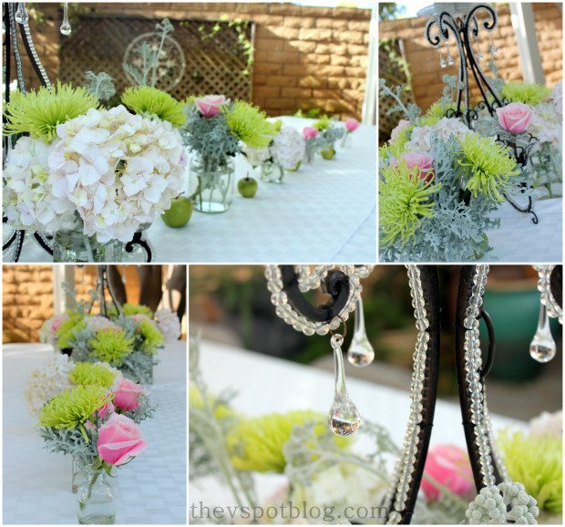 Chandelier Centerpiece and flower arrangement
