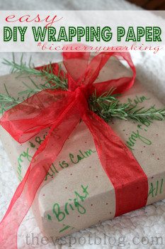 Easy DIY wrapping paper with Bic Mark-It markers.