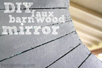 DIY faux-barn wood mirror.