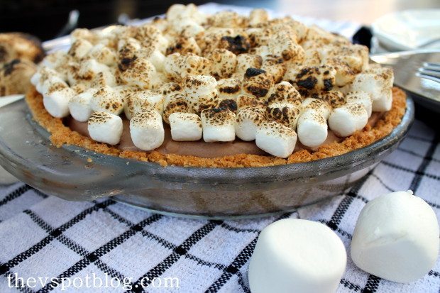 smores ice cream pie with toasted marshmallows