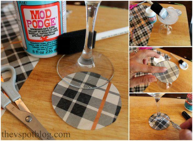 How to make DIY plaid wine glasses