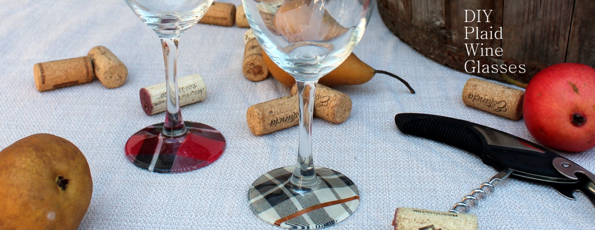 DIY Plaid Wine Glasses