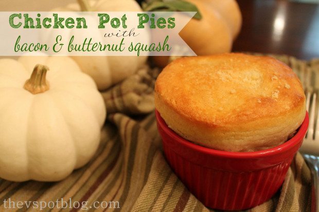 chicken pot pies with bacon and butternut squash
