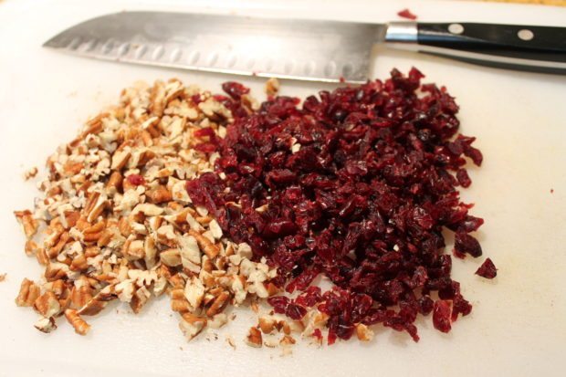 chopped pecans and cranberries